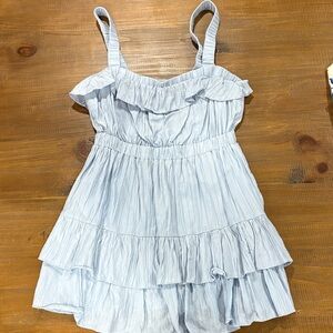 Light Blue Ruffle Tiered Dress